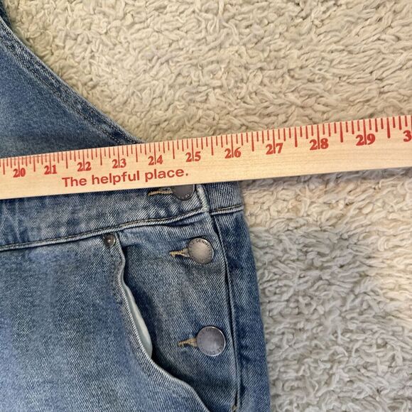 Lane Bryant Women’s Plus Size 26 Denim Short Overalls Shortalls Jeans Pockets - Picture 3 of 9